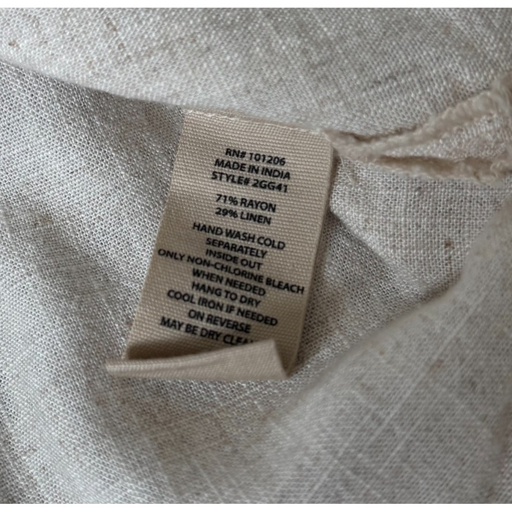 Soft Surroundings Shirt Women XS Oatmeal Linen Coastal Gran Lagenlook Cottage - Picture 8 of 10